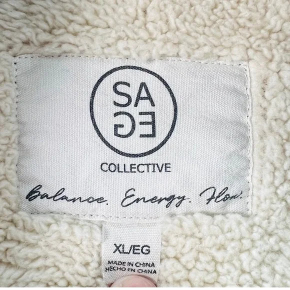 Sage Collective Women's Shacket Faux Fur‎ Lined Plush Plaid Button Front XL Warm - Picture 4 of 10